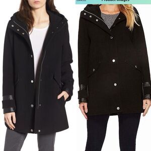 Women's Andrew Marc Wool Blend Peacoat, Size 4 - Black